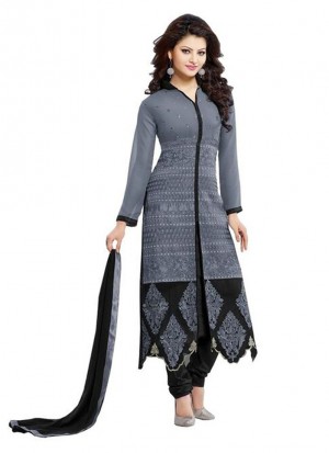 Grey Georgette Party Wear Suit at Zikimo