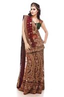 panache-packed Maroon Net designer Lehanga