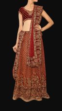 maroon colour with VELVET designer lehenga