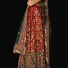 green blend lehenga with intricate embroidery all over. 