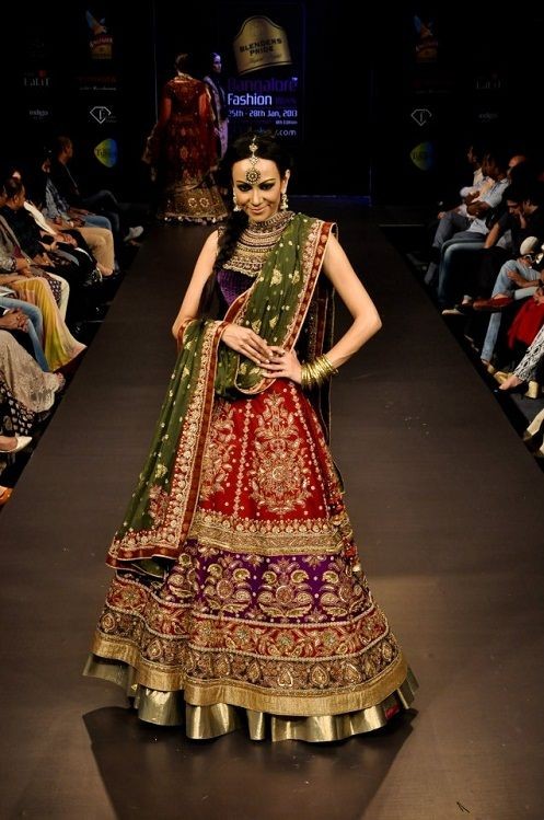 multicolor bridal lehenga