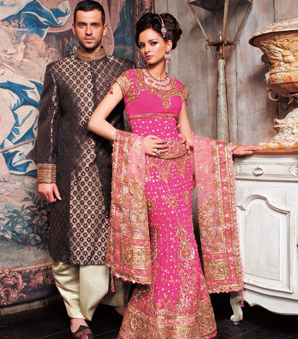 impressive Peach and Pink designer bridal Lehenga