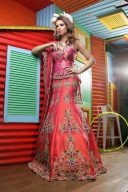 balletic Combination of Light Tomato With Hot Pink designer bridal lehenga