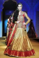 Outstanding  golden color heavy embroidered designer bridal lehenga