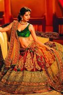 overwhelming multi colored velvet choli designer bridal lehenga