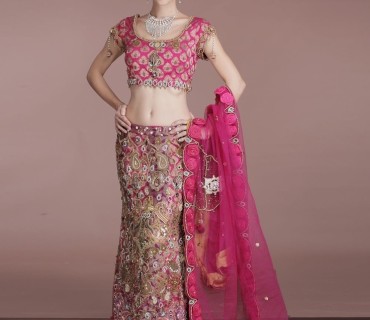 outrageous hand embroidered pink designer bridal lehenga 1 outrageous hand embroidered pink designer bridal lehenga