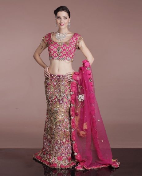 outrageous hand embroidered pink designer bridal lehenga