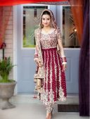 Splendid Crimson Bridal Match With Golden Zardosi Perform