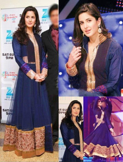 Dazzling Blue Long Anarkali bollywood Suit