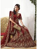 crystalline Brick Red bridal Lehenga