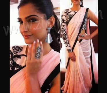 Sonam Black in Pink Saree