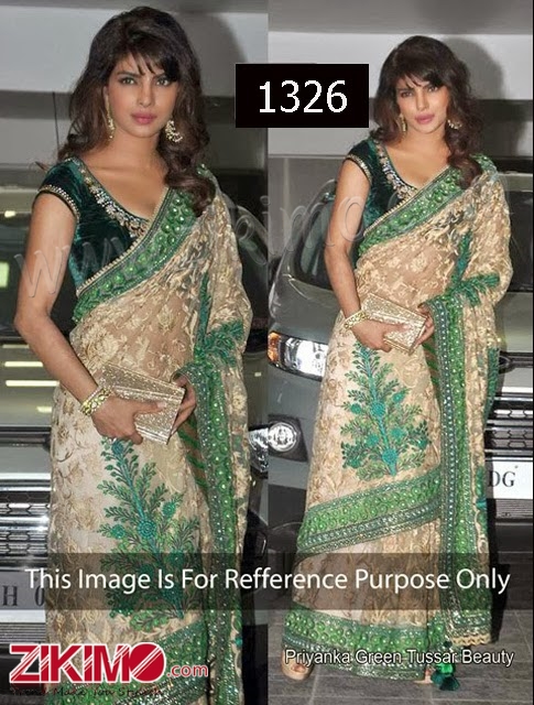 Priyanka Green Tussar Beauty Saree