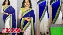 Karishma kapoor white blue half half saree