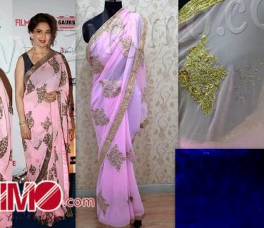 madhuri dixit light pink saree
