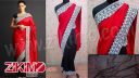 Sumona Red Black Saree