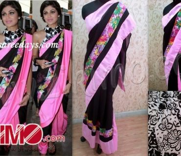 Shilpa Sheety Pink Black Print Saree