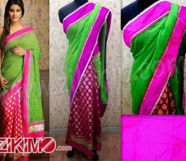 Heena khan pretty pink & Green Saree