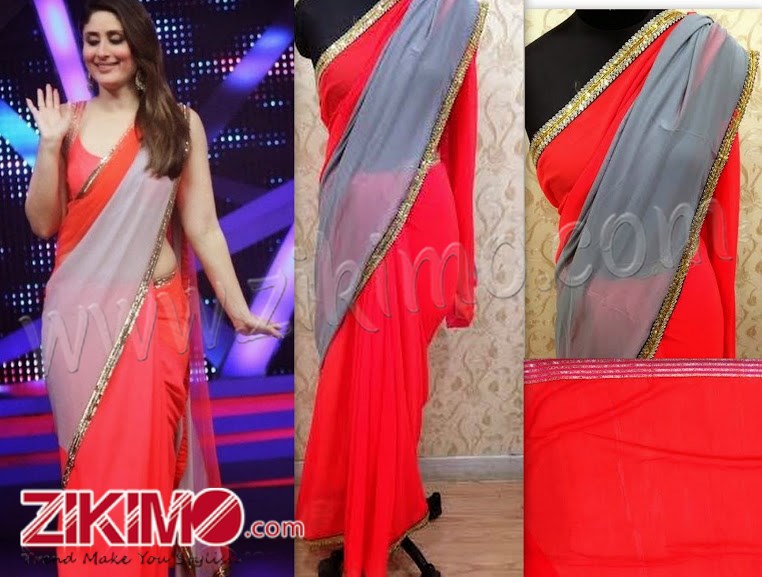 Kareena Kapoor grey neon pink saree