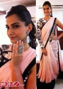 Sonam Kapoor one shoulder net saree