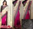 Heena Khan Cream Purple Saree