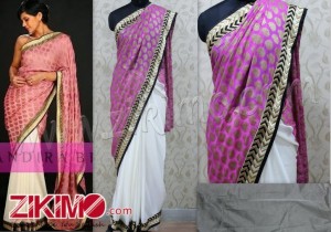 Mandira Bedi Light Pink White Saree