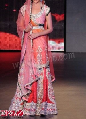 Pretty Pink Zardosi work Bridal Lehenga