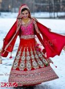 Silver Work Red & Fuchsia Bridal Lehenga