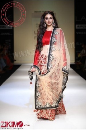 Fabulous Red Georgette Bridal Dress