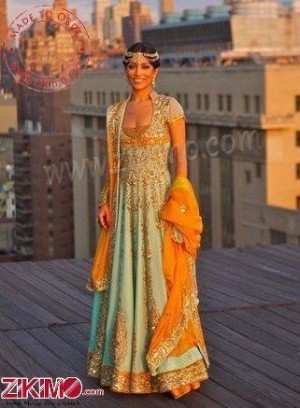 Sky Blue Color Bright Bridal Lehenga