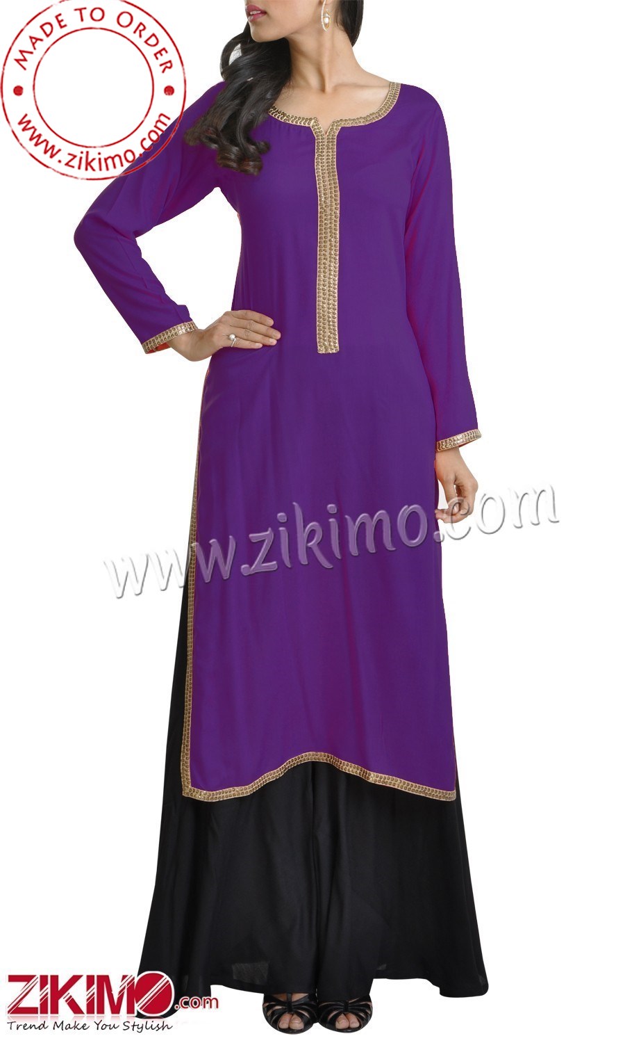 Customize Attractive Purple and Black Georgette Pakistani Suit