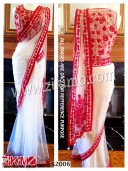 White Pure Net With Satin Inner Saree