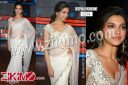 Deepika Padukone White Net Replica Saree