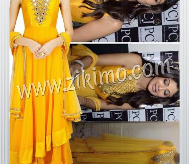 Shilpa Shetty Yellow Georgette Suit With Chiffn Dupatta 1 Shilpa Shetty Yellow Georgette Suit With Chiffn Dupatta