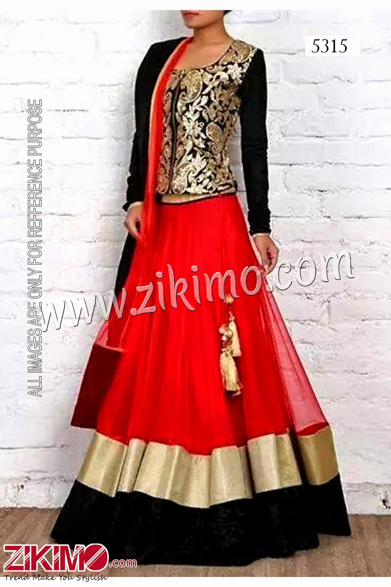 Hearth Throbbing Designer Black Velvet Blouse with Net Red  Bollywood Replica lehenga
