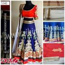 Indian Tradition Wear Replica Blue Velvet lehenga with Net Dhupion Blouse
