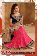 Pink georgette Wedding Wear Replica lehenga With Blue Choli