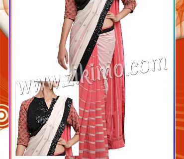 Pink Georgette Replica Party Wear Saree with Zari work Silk Blouse 1 Pink Georgette Replica Party Wear Saree with Zari work Silk Blouse