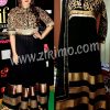 Huma Quereshi Goldena and Black Georgette Anarkali Suit