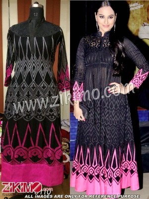 Sonakshi Sinha Black and Pink Georgett Anarkali Suit