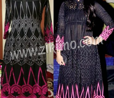 Sonakshi Sinha Black and Pink Georgett Anarkali Suit 1 Sonakshi Sinha Black and Pink Georgett Anarkali Suit