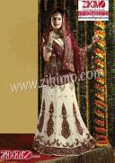 White Maroon Wedding Lehenga with Jakan Jall,nakshi and stone work