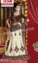 White Maroon Wedding lehenga based on Jarkan Jall and velvat patch