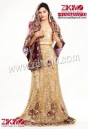 Cream Yellow Bridal Lehenga with Golden cutdana and Mango nakshi