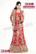 Wonderful Red Bridal Georgette Lehenga having jerkan with Imported nakshi