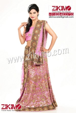 Starring Pink Indian Wedding Lehenga with Jarkan Jall and mango nakshi