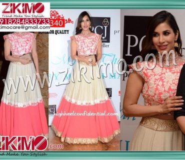 Sophie wearing Cream Pink Net velvet lehenga choli 1 Sophie wearing Cream Pink Net velvet lehenga choli