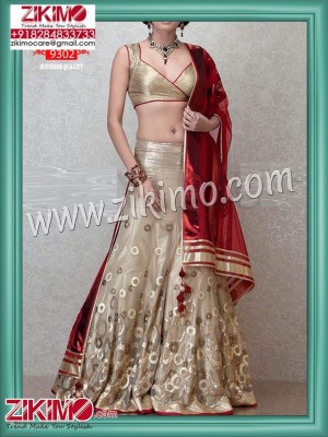 Red Golden Lehnega Choli