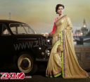 Golden Silk Georgette Replica Saree