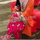 Black Magenta Salwar kameez With Orange Dupatta