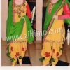 Yellow Embroidered Punjabi Salwar Kameez With Green Dupatta 